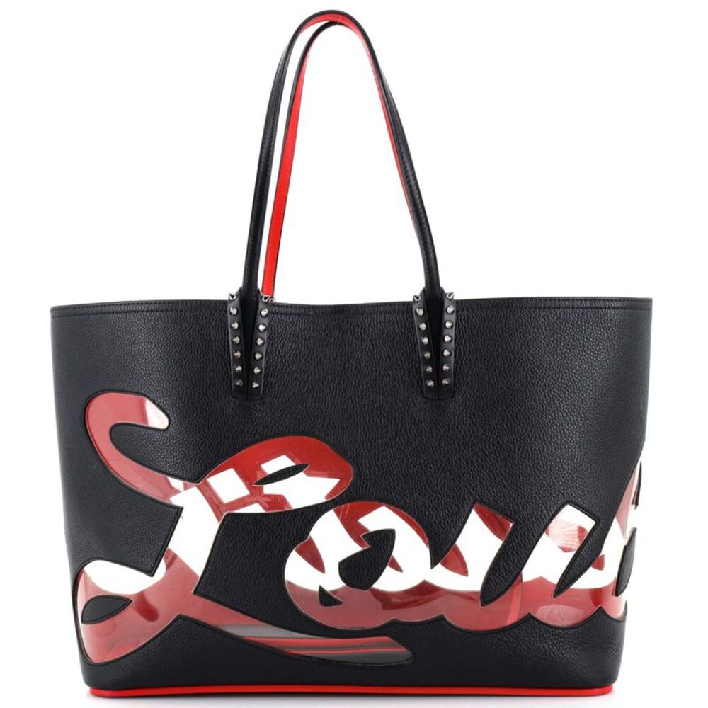 Christian Louboutin Cabata East West Tote Leather with PVC Large Black, Clear